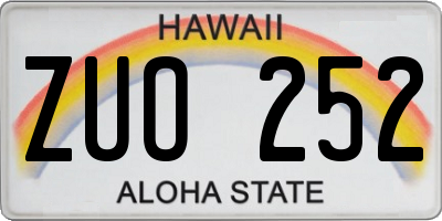 HI license plate ZUO252