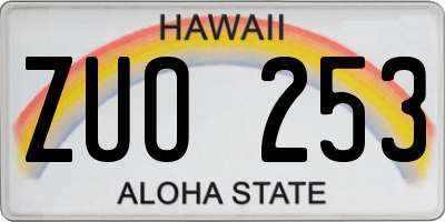 HI license plate ZUO253