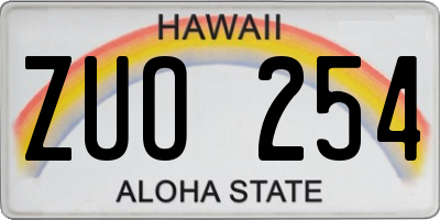 HI license plate ZUO254