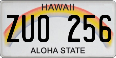 HI license plate ZUO256