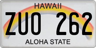 HI license plate ZUO262