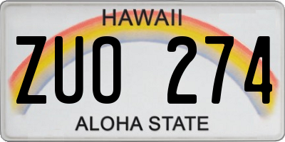 HI license plate ZUO274