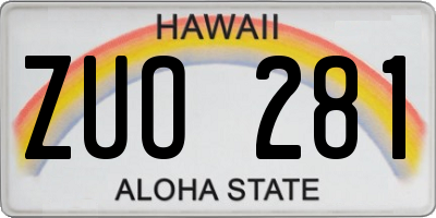 HI license plate ZUO281