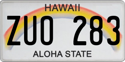 HI license plate ZUO283