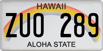 HI license plate ZUO289