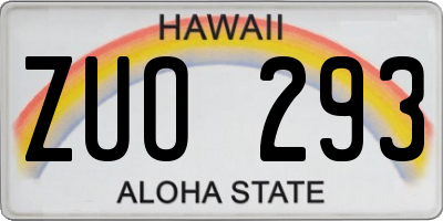 HI license plate ZUO293