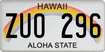 HI license plate ZUO296