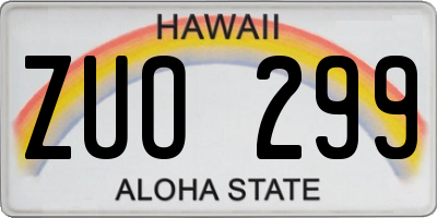 HI license plate ZUO299