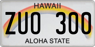 HI license plate ZUO300