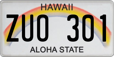 HI license plate ZUO301
