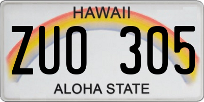 HI license plate ZUO305