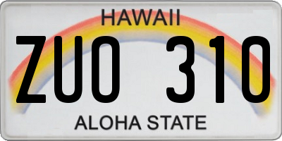 HI license plate ZUO310