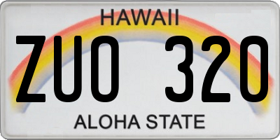 HI license plate ZUO320