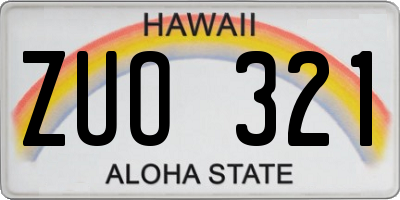 HI license plate ZUO321