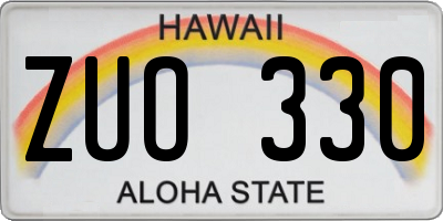 HI license plate ZUO330