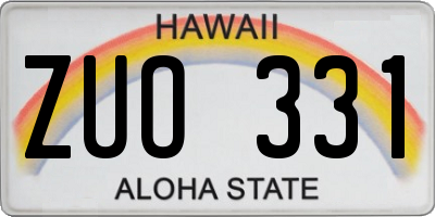 HI license plate ZUO331