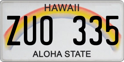 HI license plate ZUO335