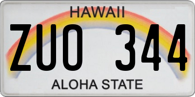 HI license plate ZUO344
