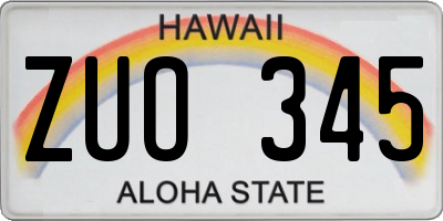 HI license plate ZUO345