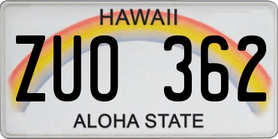 HI license plate ZUO362