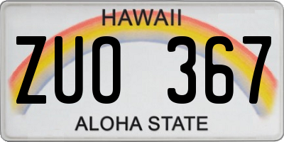 HI license plate ZUO367