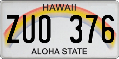 HI license plate ZUO376