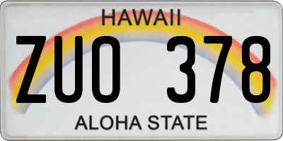 HI license plate ZUO378