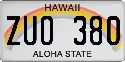 HI license plate ZUO380