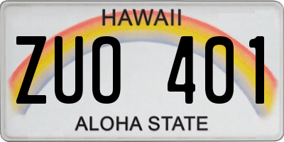 HI license plate ZUO401