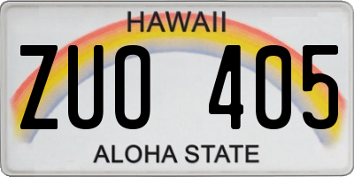 HI license plate ZUO405