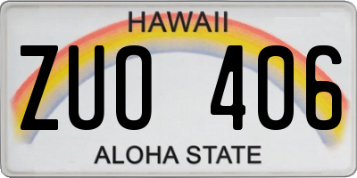 HI license plate ZUO406