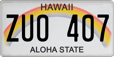 HI license plate ZUO407