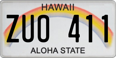 HI license plate ZUO411