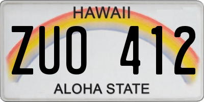 HI license plate ZUO412