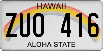 HI license plate ZUO416