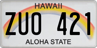 HI license plate ZUO421