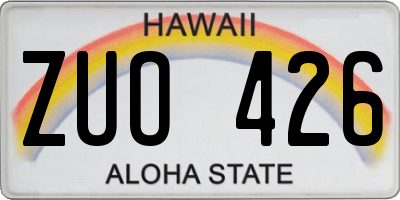 HI license plate ZUO426