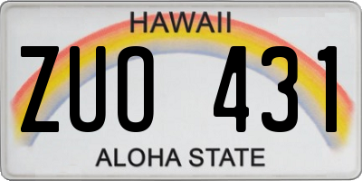 HI license plate ZUO431