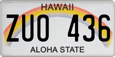 HI license plate ZUO436