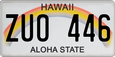 HI license plate ZUO446