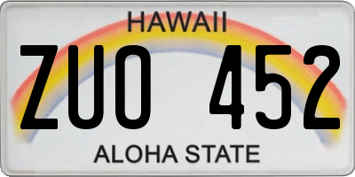 HI license plate ZUO452