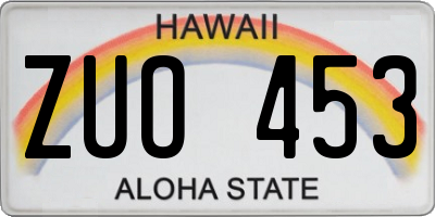 HI license plate ZUO453