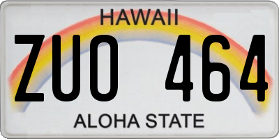 HI license plate ZUO464