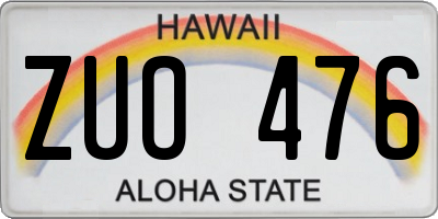 HI license plate ZUO476