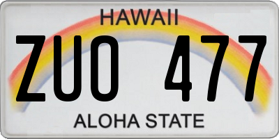 HI license plate ZUO477