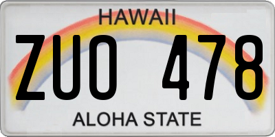 HI license plate ZUO478