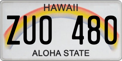 HI license plate ZUO480