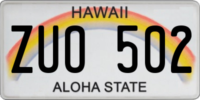 HI license plate ZUO502