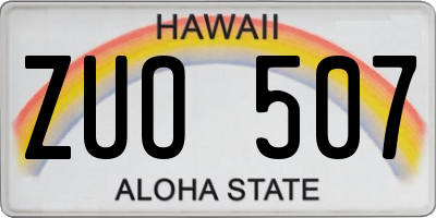 HI license plate ZUO507