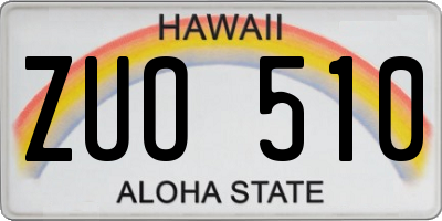 HI license plate ZUO510